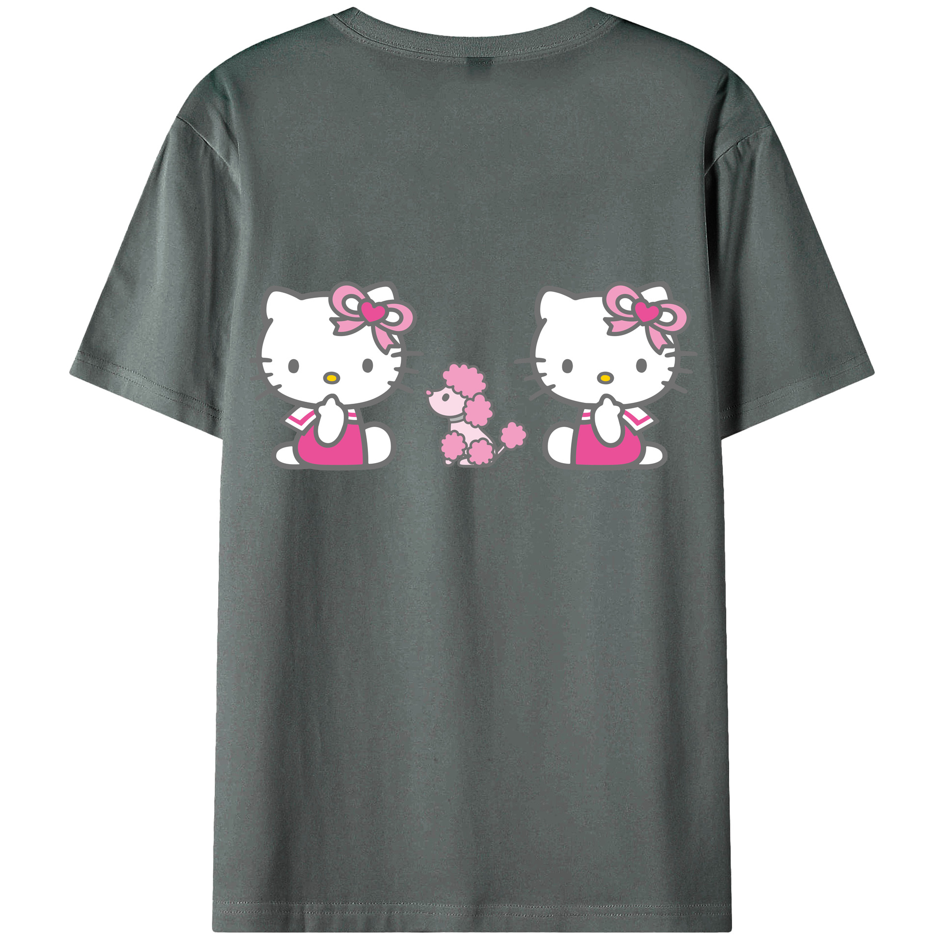（画像用） Hello Kitty ハローキティ 綿100％ メンズ半袖Tシャツ（バックプリント） 通気性